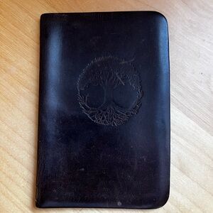 Elegant Black Leather Journal with Tree Design